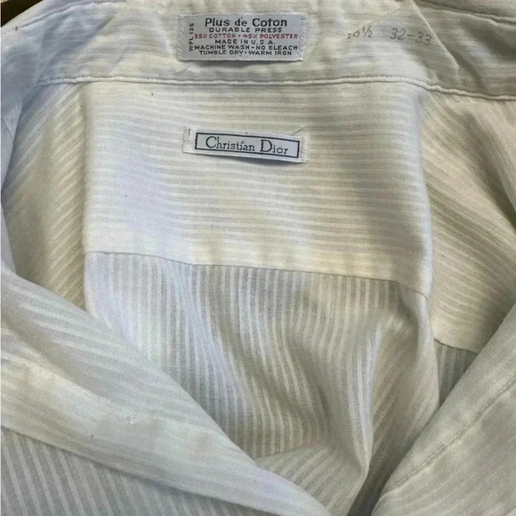 CHRISTIAN DIOR Longsleeve Button Down White Verticle Striped Shirt * VINTAGE - Picture 11 of 14